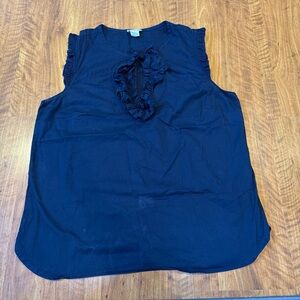 J. Crew Dark Blue Ruffle Blouse